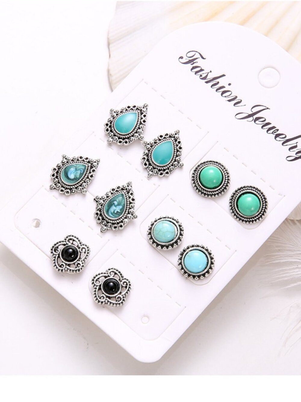 Antique Hollow Frame Multi Tone Daily Earrings Set